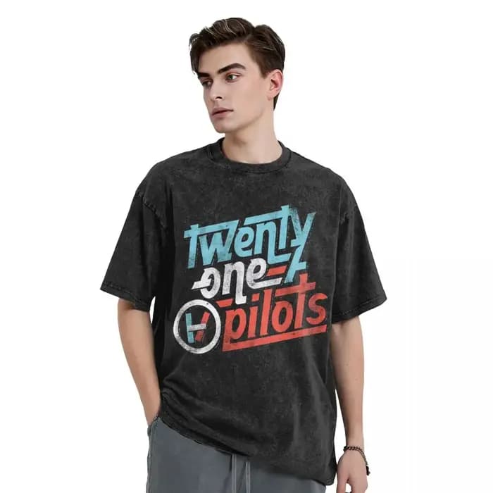 Twenty One Pilots femme hommes lavé marquage à chaud impression T-Shirt
