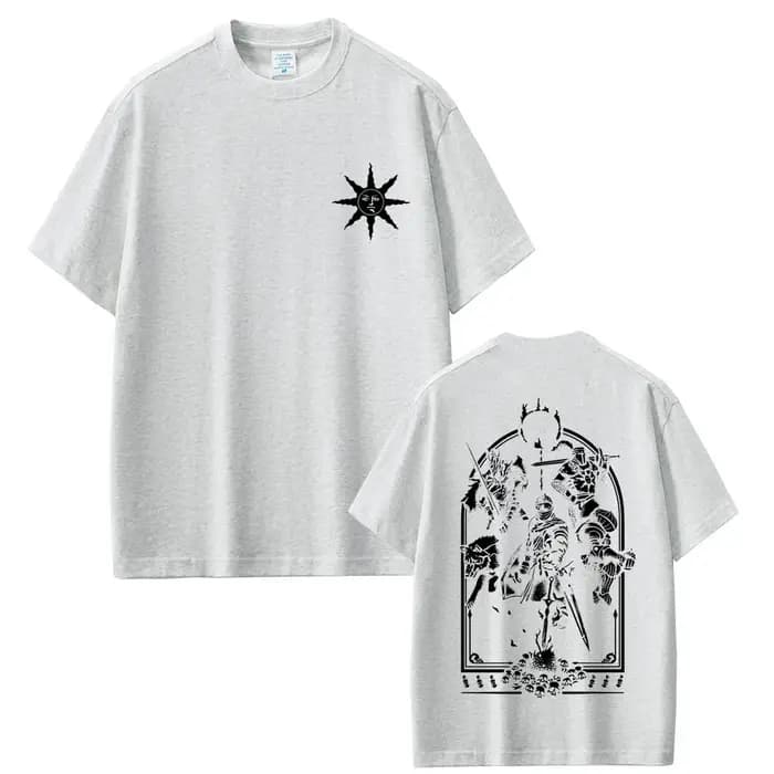 Jeu âmes sombres éloge du soleil T-shirt graphique hommes femmes Vintage gothique Rock T-shirts