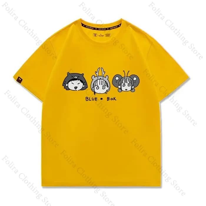 Anime bleu boîte série imprimé T-shirt Kawaii été hauts à manches courtes