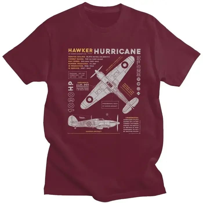 T-shirt en coton personnalisé Spitfire Hawker Motorstator