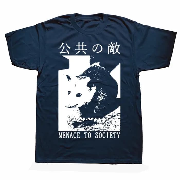 Funny Menace To Society Opossum graphique t-shirts hommes pur coton Humor Streetwear t-shirt à manches courtes unisexe vêtements amples