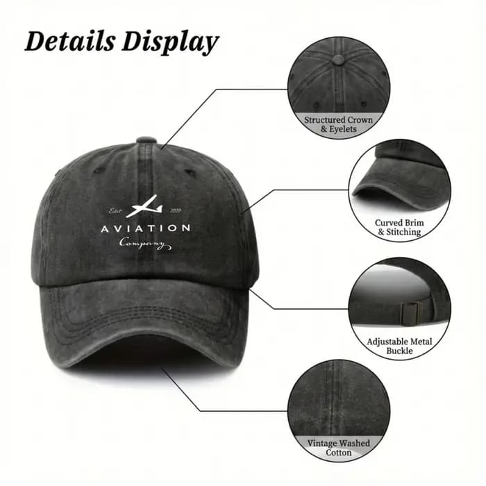 Casquette de baseball tendance Esar Aviation Company avec logo