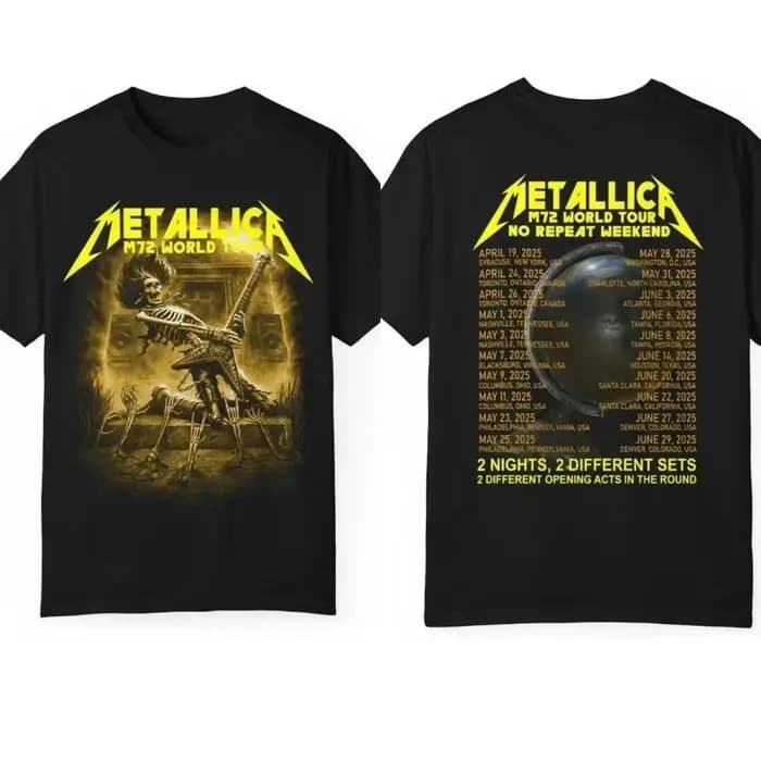 T-shirt Metallo M72 2026 World Tour Unisexe en Coton Style du 21ème Siècle T-shirts Populaires pour Hommes et Femmes Hauts de Qualité pour les Fans