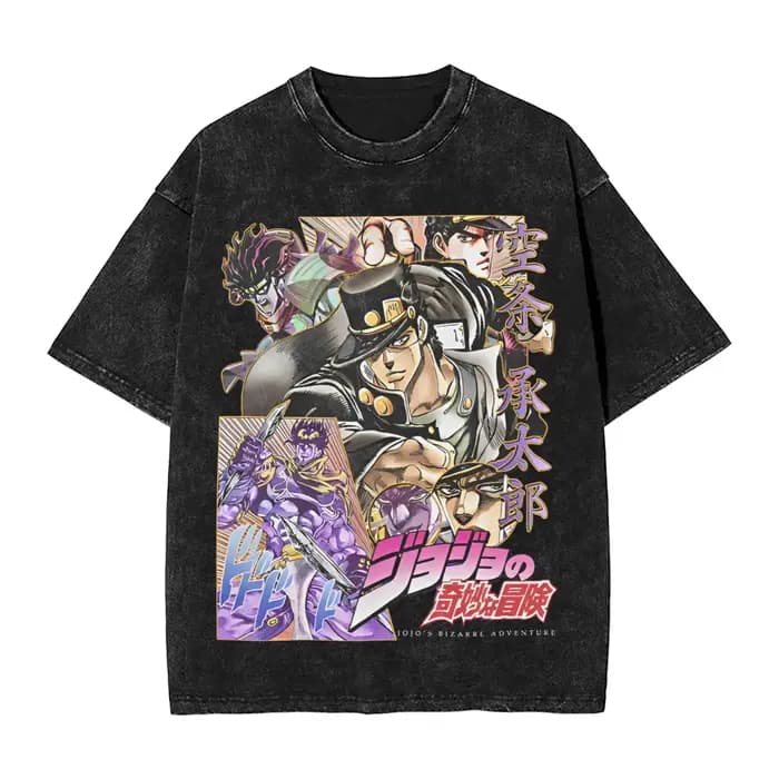 Anime JoJo's Bizarre Adventure Johnny Joestar graphique T-shirt hommes lavé coton t-shirts Vintage Manga