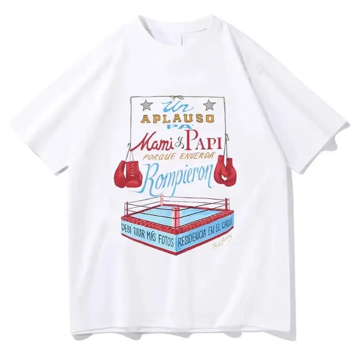 Bad Bunny DTMF Merch boxe T-Shirt hommes/femmes T-Shirt esthétique unisexe haute qualité coton t-shi