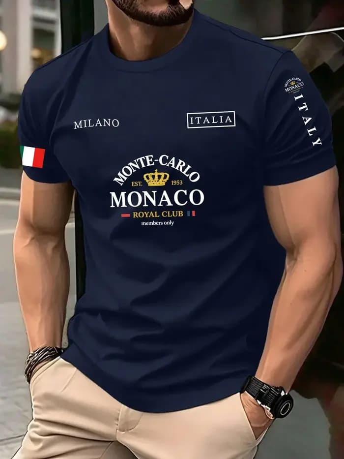 T-shirt unisexe en coton 100 % à imprimé drapeau de Monaco