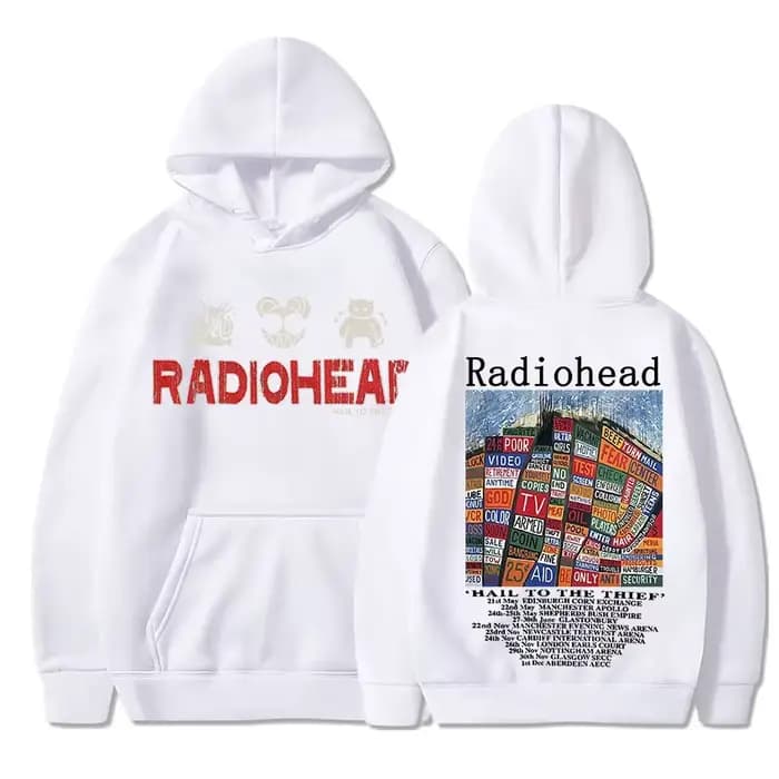 Radiohead-Sweat à capuche imprimé vintage pour hommes et femmes