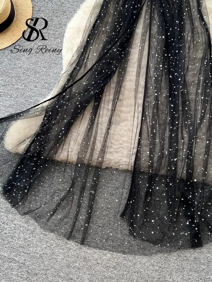 Robe longue SINGREINY style streetwear à sequins pour femme