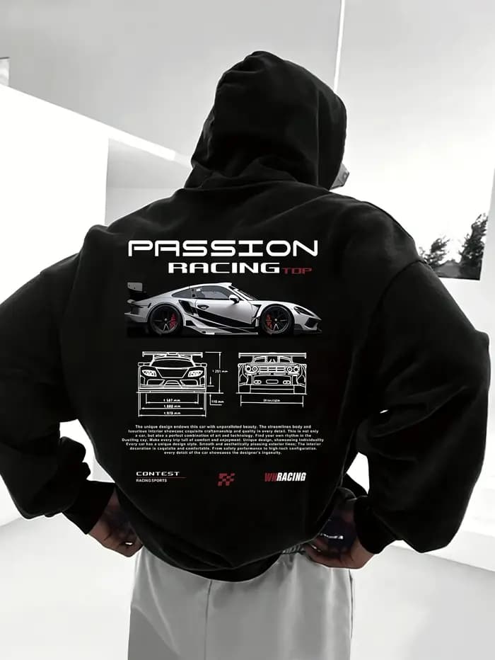 Sweat-shirt à capuche pour homme avec motif numérique populaire sur le thème des voitures, chemise d