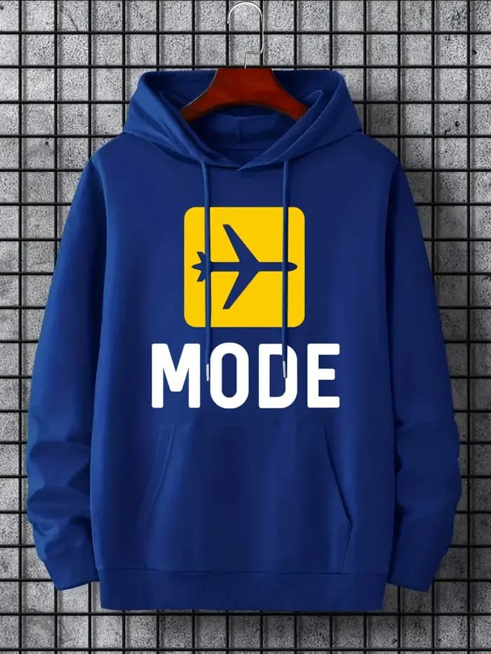 Sweat à capuche graphique Flight Mode, sweat à capuche décontracté pour hommes et femmes avec poche kangourou, adapté au printemps et à l'automne