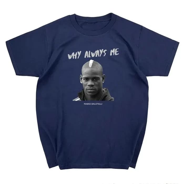 T-shirt d'été pour hommes Mario Balotelli avec impression de portrait et inscription « Why Always Me »