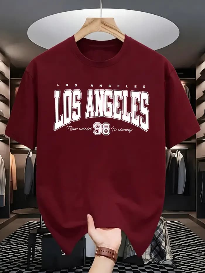 T-shirt Los Angeles New World Is Coming pour hommes, vêtements d'été en coton ample à manches courte