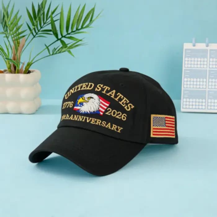Casquette de baseball brodée d'un aigle du drapeau américain
