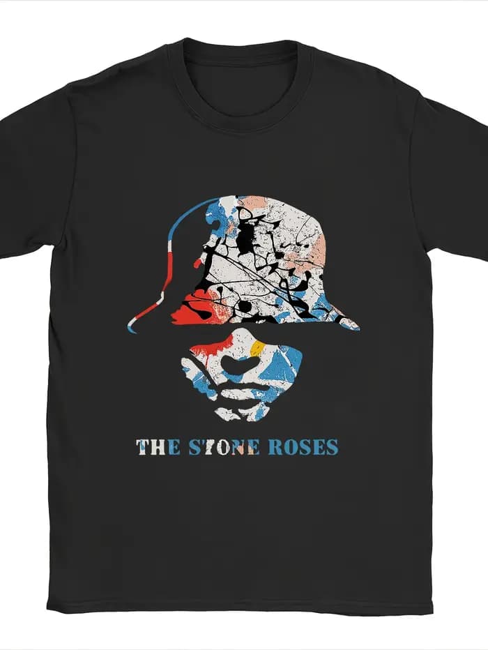T-shirt officiel Stone Roses pour hommes | Ian Brown Portrait et impression de logo emblématique