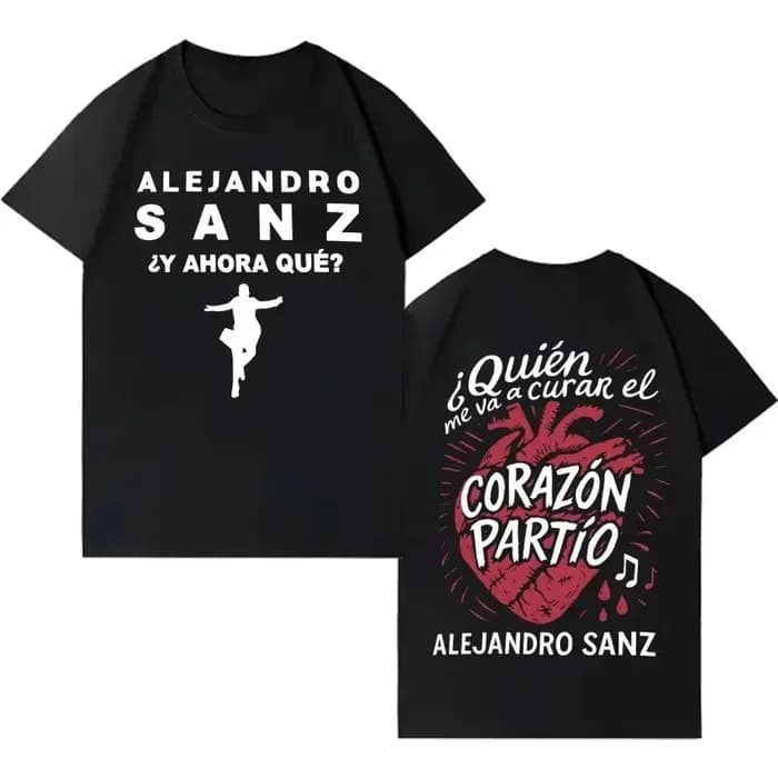T-shirt imprimé unisexe à manches courtes Singer Alejandro Sanz 2026, style Hip Hop Punk décontracté
