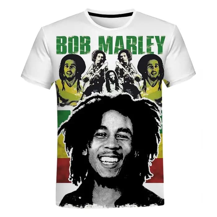 T-shirt unisexe à manches courtes Bob Marley Reggae Respzed pour hommes et femmes