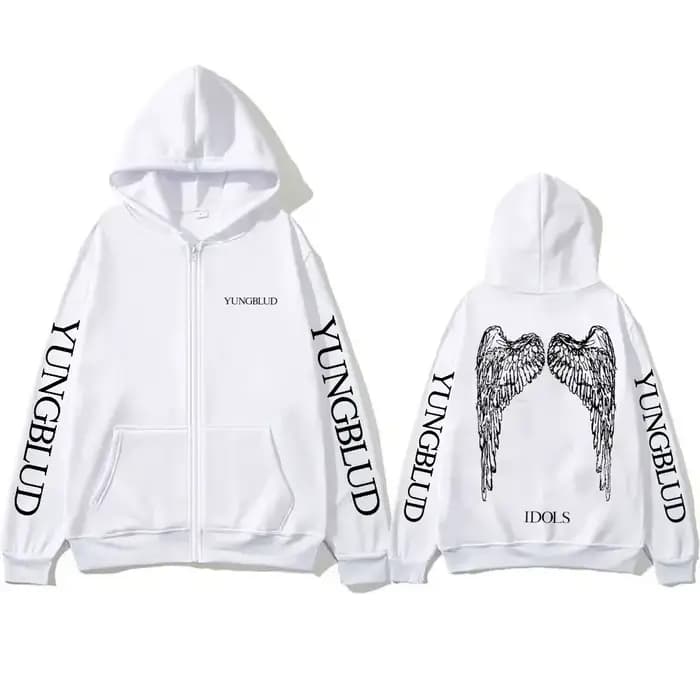 Yungblud IDOLS Wings Album Tour 2025 sweat à capuche avec fermeture éclair homme surdimensionné veste zippée hommes