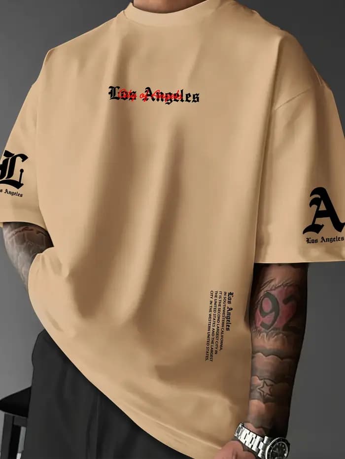 T-shirt à imprimé graphique Los Angeles LA pour homme