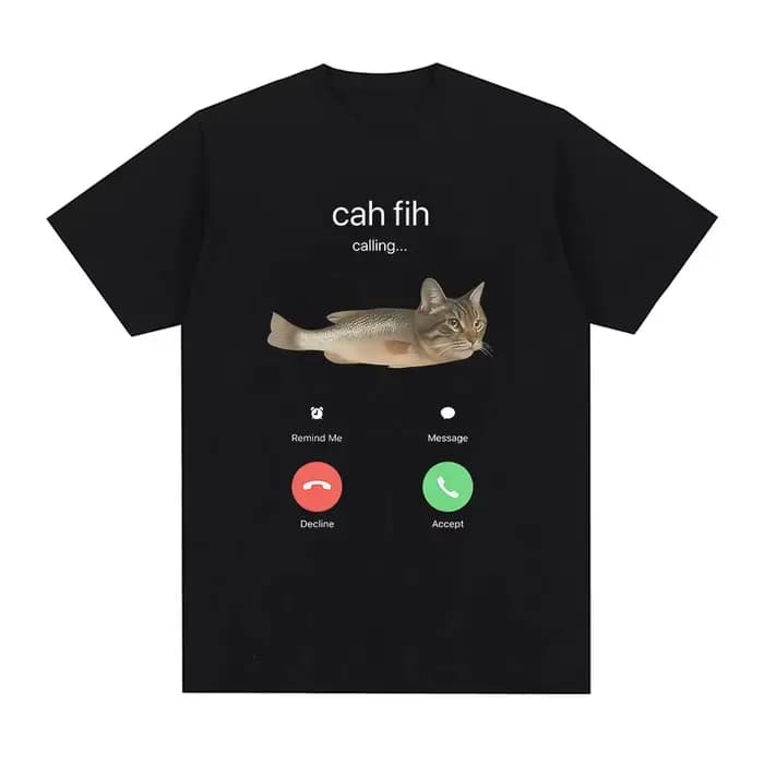 T-shirt humoristique Cah Fih Meme : Chat