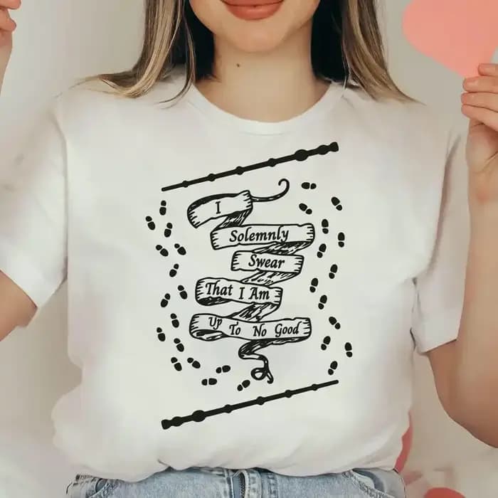 T-shirt manches courtes femme, streetwear, à la mode, avec baguette magique, Harry Potter, Poudlard
