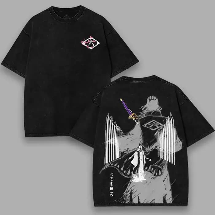 T-shirt BLEACH Kuchiki Byakuya Anime Vintage Lavé Oversize Manches Courtes Été 100% Coton Vêtements Homme Hauts