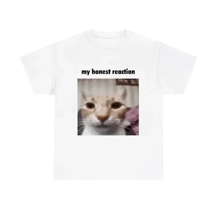 Ma réaction honnête T-shirts chat drôle imprimé T-shirts femmes décontracté à manches courtes T-shir