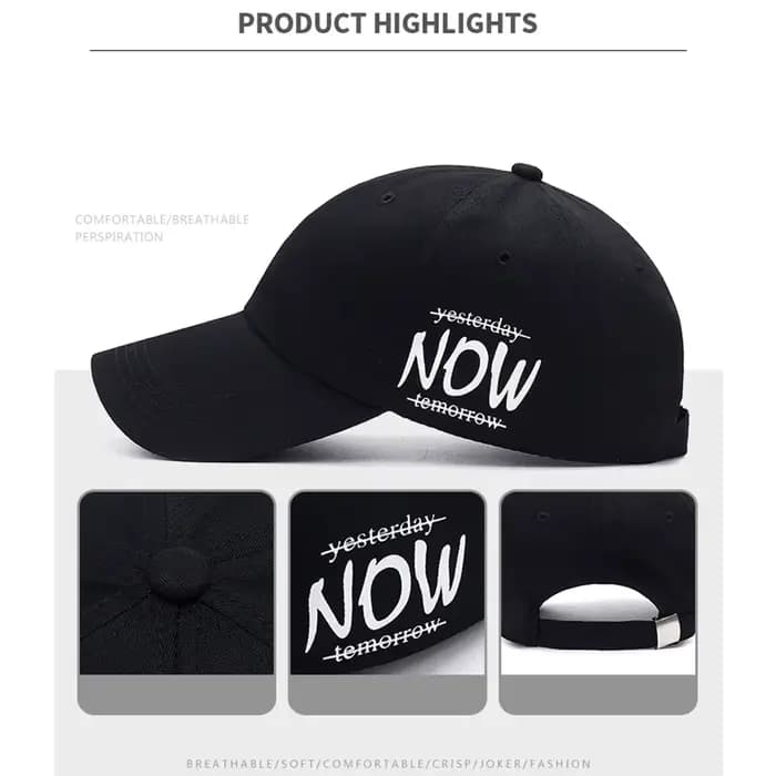 Casquette de baseball FS noire et blanche à imprimé lettres pour hommes