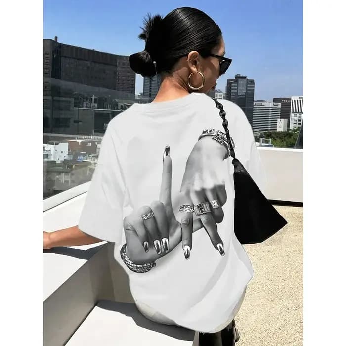 T-shirt élégant pour femme avec imprimé gestuel - Manches courtes