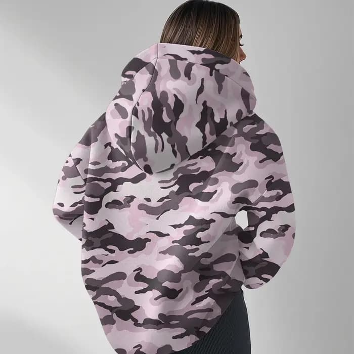 Sweat à capuche surdimensionné à col en v pour femme