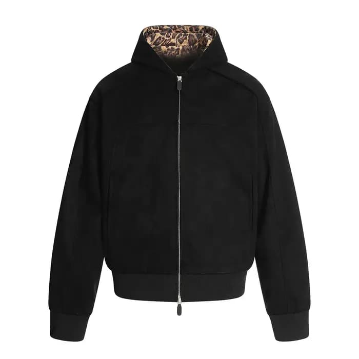 Sweat-shirt à capuche épissé léopard pour homme