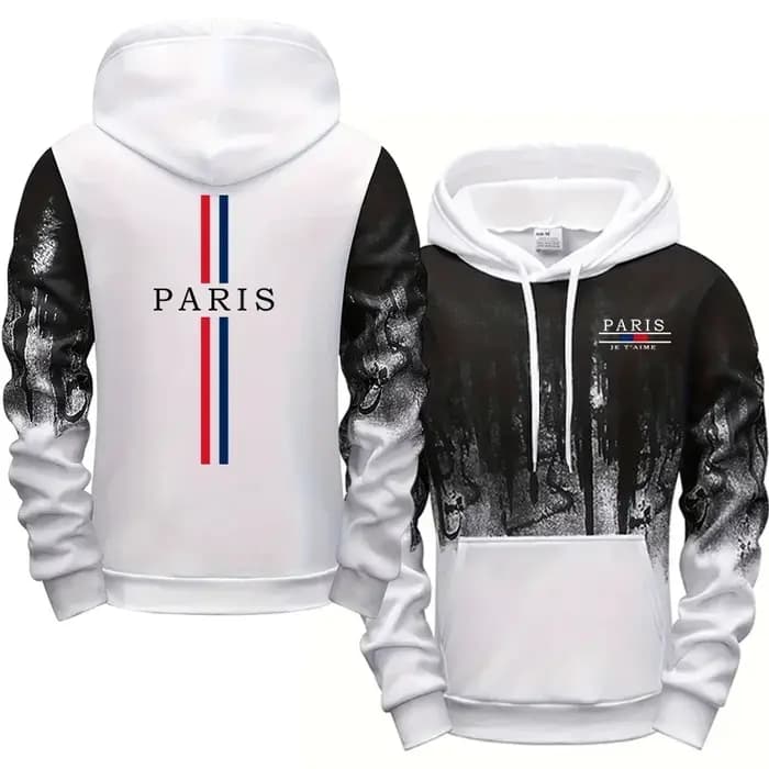 Nouvelle Arrivée 2026 – Sweat à Capuche Homme Imprimé Paris – Qualité Supérieure – Décontracté Quotidien Sportif – Confortable pour la Maison et l'Extérieur