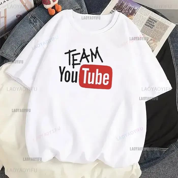 2024 YouTube Logo imprimé dame T-shirts marque Modal hauts décontracté personnalisé mâle à manches courtes