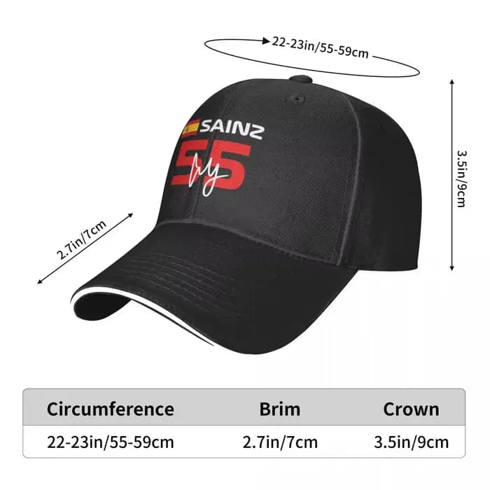 Casquette de Baseball F1 Carlos Sainz 55 pour Enfant et Garçon
