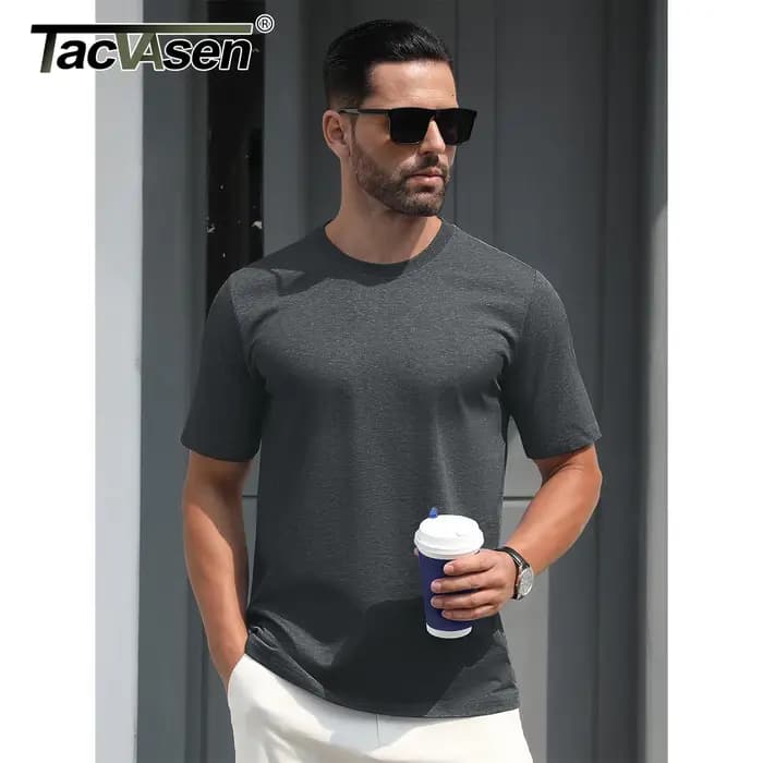 T-shirt à Manches Courtes et Col Ras du Cou en Coton pour Homme