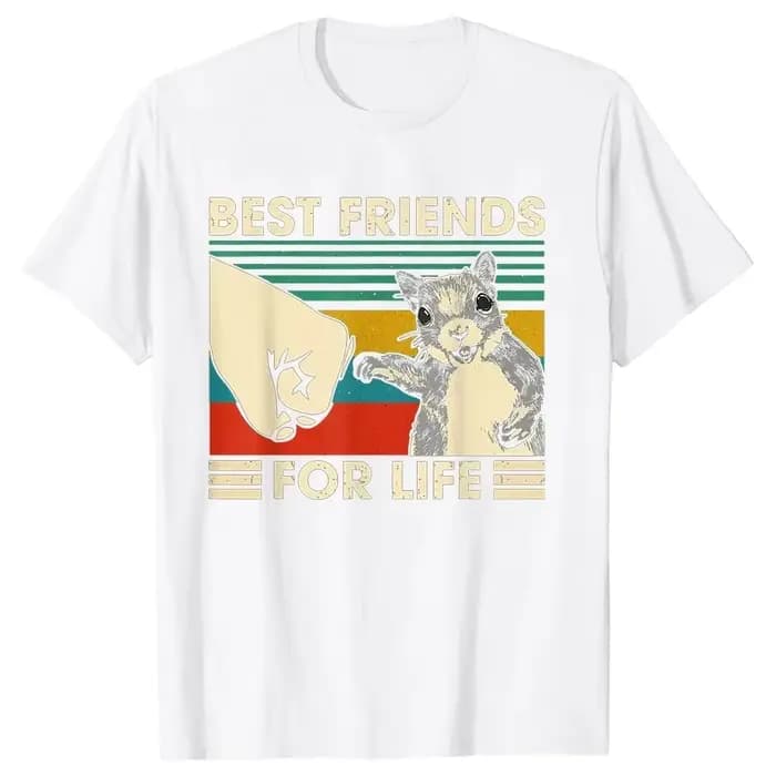 Drôle rétro Vintage écureuil meilleur ami pour la vie t-shirts graphique coton Streetwear cadeaux d'anniversaire Style d'été T-shirt