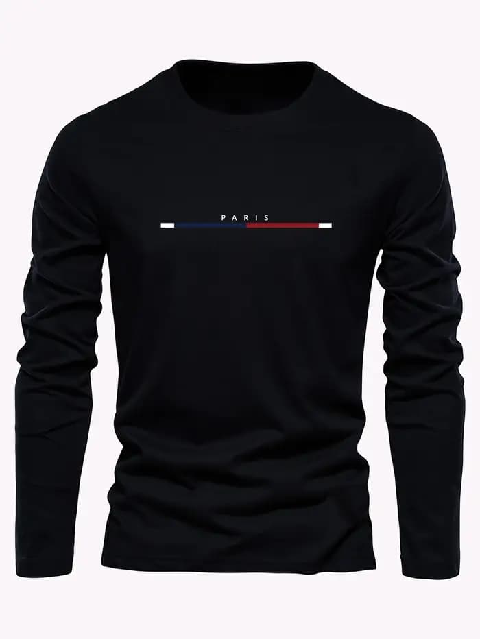 T-shirt à manches longues et col rond pour homme