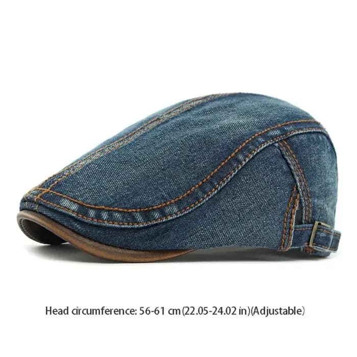 Casquette Gavroche en Jean Lavé Coton Style Britannique Réglable Couleur Unie Printemps