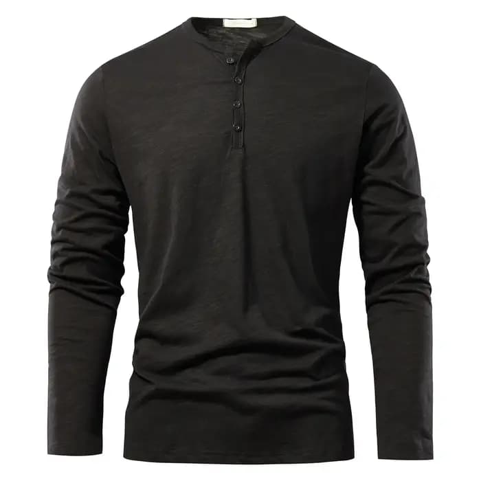 Henery cou à manches longues t-shirt pour hommes solide printemps décontracté