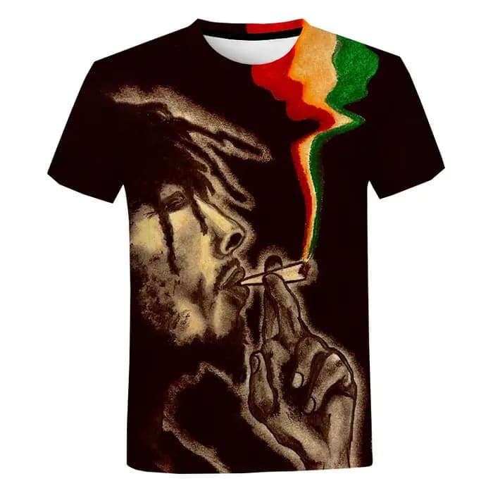 T-shirt unisexe à manches courtes Bob Marley Reggae Respzed pour hommes et femmes