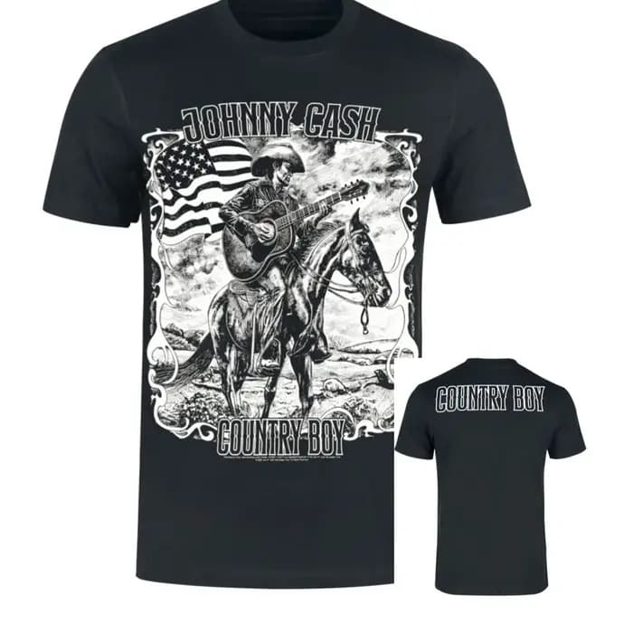 T-shirt Johnny Cash Original Rock N Roll Rouge et Gris 2026 pour Hommes et Femmes