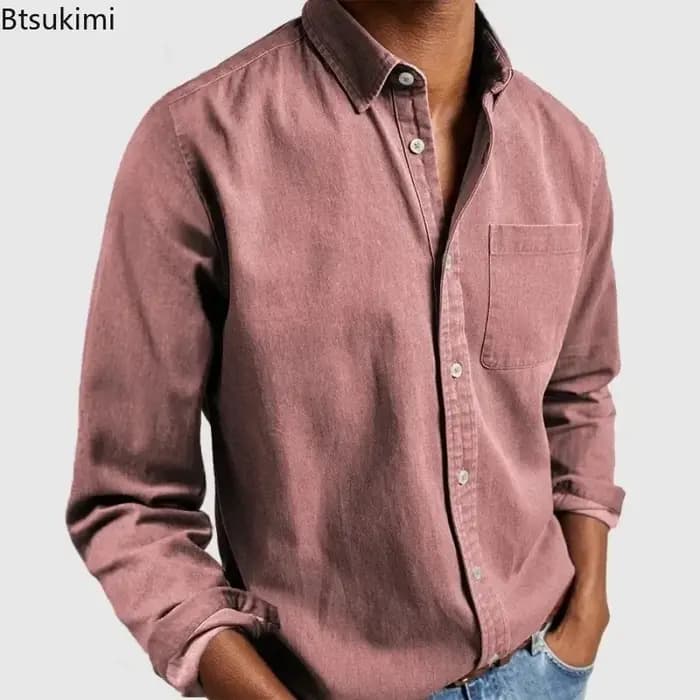 2026 mode vêtements pour hommes respirant coton à manches longues chemise ample décontractée