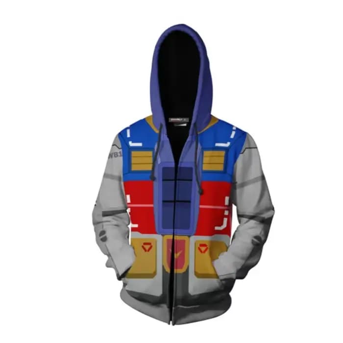 Gundam sweats à capuche Style Cosplay impression 3D hommes décontracté fermeture éclair sweat