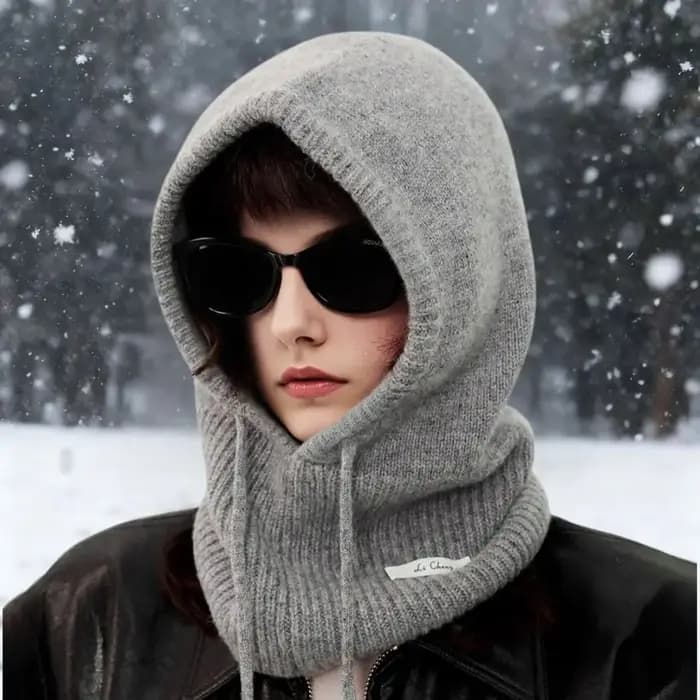 Casquettes à capuche tricotées femmes hommes hiver cou couverture cagoule chapeaux extérieur chaud laine cordon
