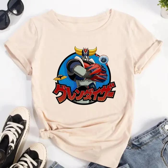 T-shirt Goldorak pour femme, haut manga comique pour fille, vêtements japonais Y2K