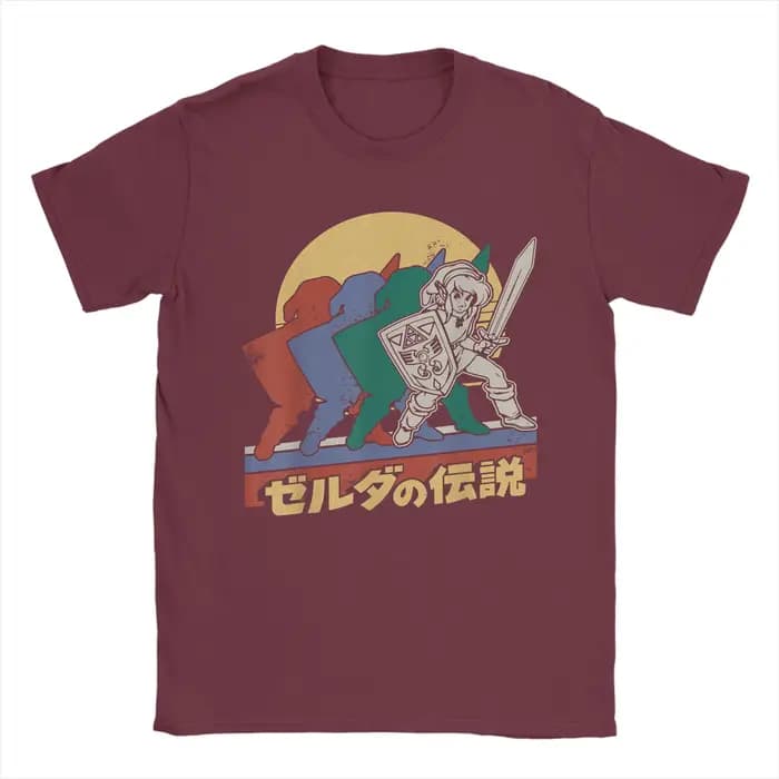 T-shirts vintage The Legends of Zeldas Retro Link Kanji Portrait pour hommes
