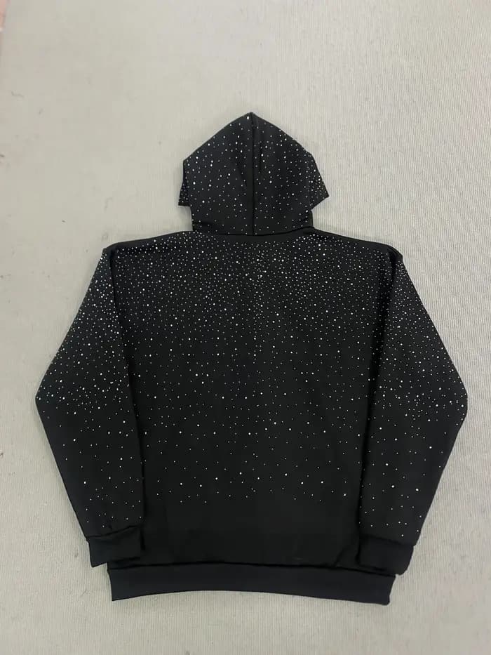 Sweat à capuche gothique tendance INS orné de strass, couleur unie, coupe ample, unisexe, pour autom