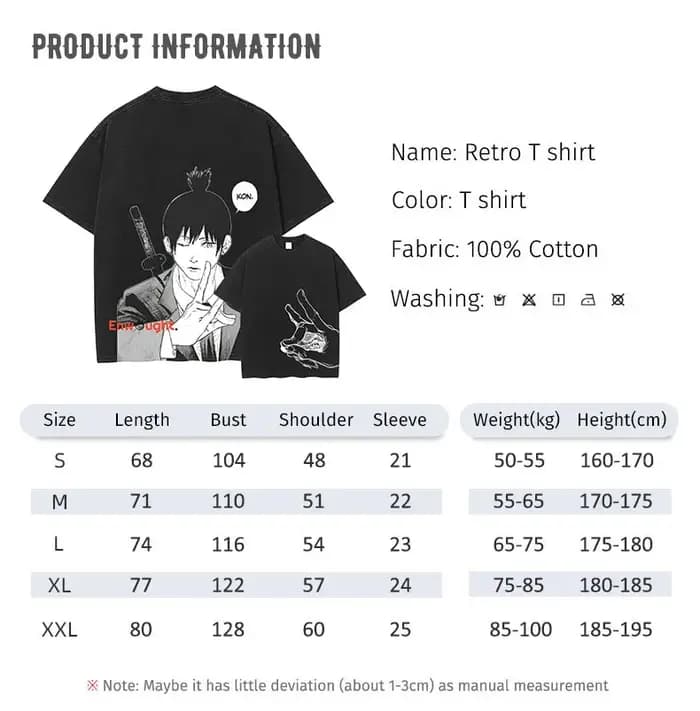 Hayakawa Aki T-shirt Anima Makima Denji Vintage lavé hauts t-shirts tronçonneuse démon manches courtes Manga graphique
