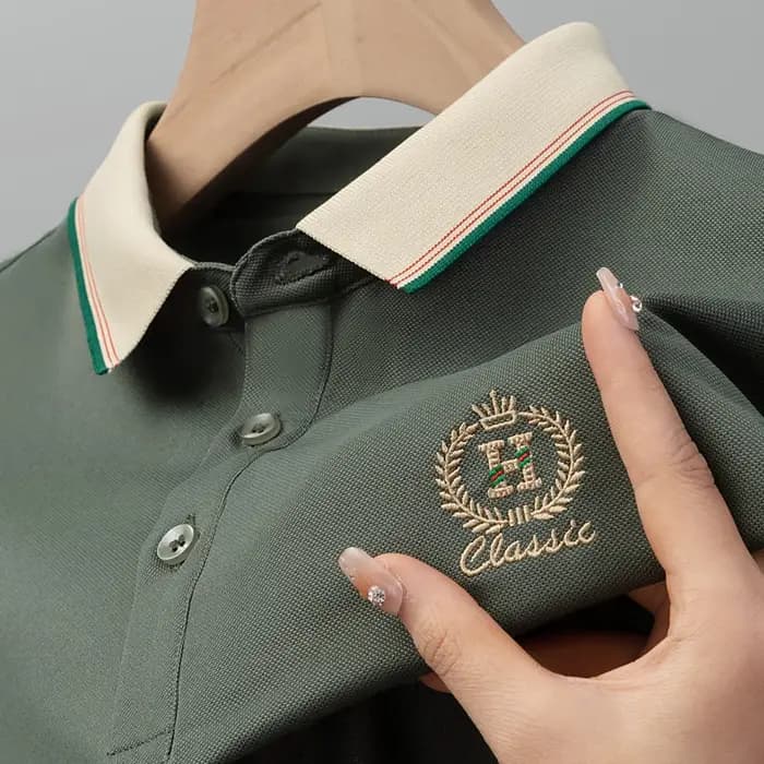 Paul's T-shirt d'été à manches courtes pour homme avec col ajusté et polo brodé