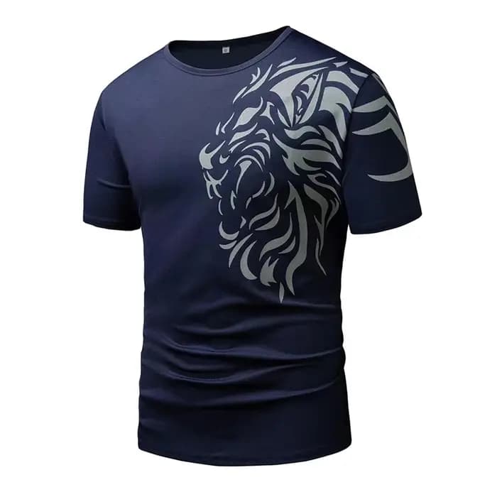 T-shirt à manches courtes imprimé tigre 3D pour hommes