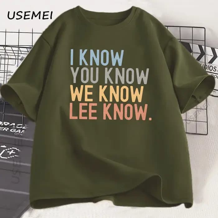 Je sais que vous savez Lee Know T-shirt hommes femmes imprimé à manches courtes coton